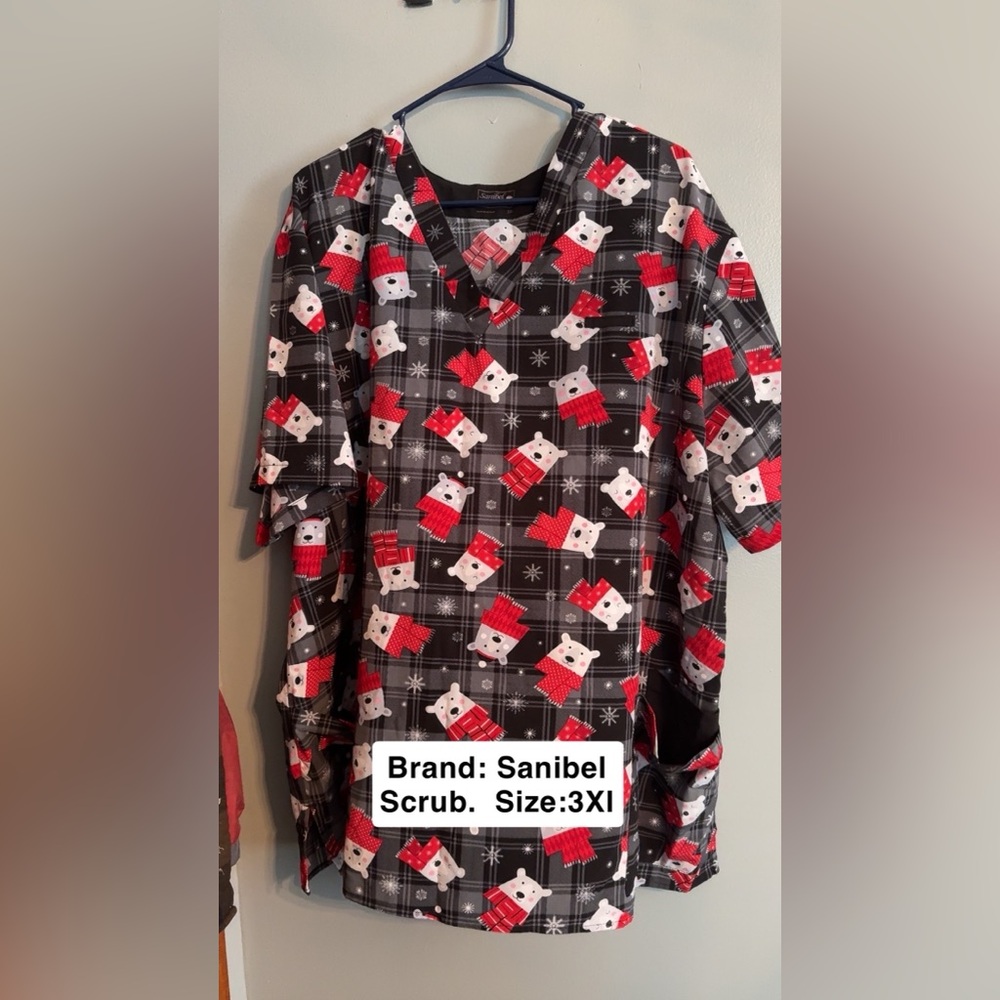 Sanibel Scrub Top - Festive Red and Black